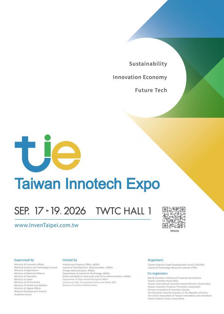 Taiwan Innotech Expo (TIE): Taiwan / 17 to 19 September 2026